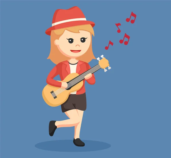 Femme musicienne avec guitare — Image vectorielle