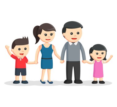 mutlu aile renk illüstrasyon tasarımı