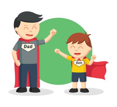 Baba ve oğul oynarken süper kahraman