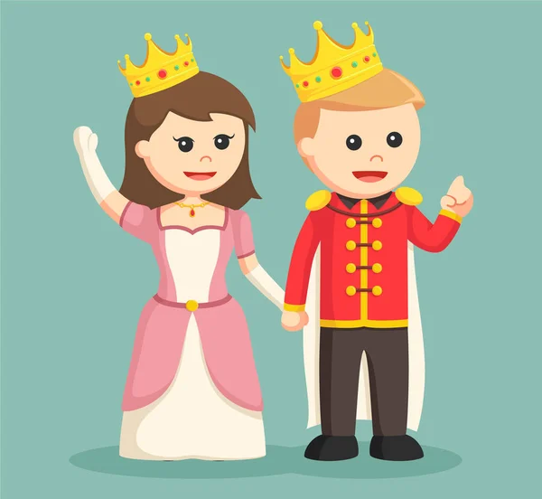 Príncipe y princesa tomados de la mano — Vector de stock