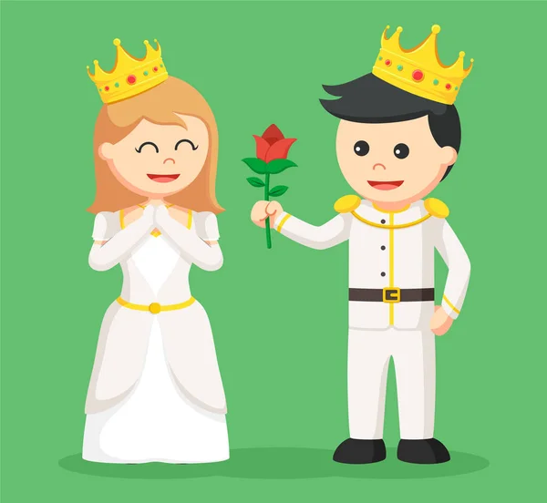 Prenses Prens vererek çiçek — Stok Vektör