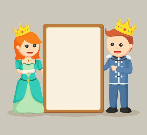 Prinz und Prinzessin mit leerem Brett — Stockvektor