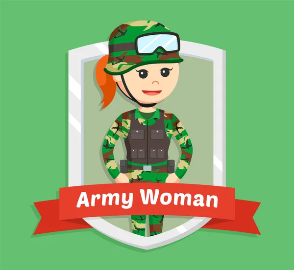 Armádní žena v emblému — Stockový vektor