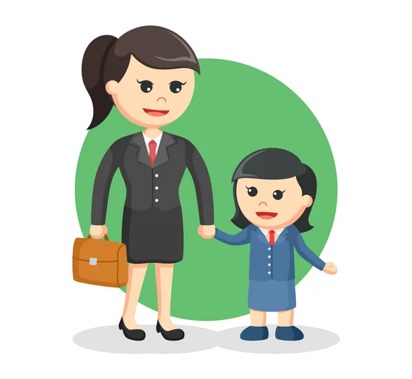 Μαμά και κόρη ντυμένος ως επιχειρηματίας — Διανυσματικό Αρχείο