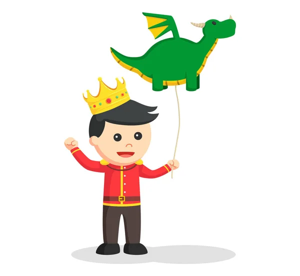 Маленький принц с драконьим шариком — стоковый вектор
