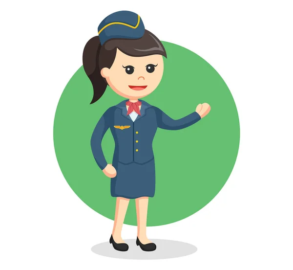 Stewardess macht einladende Geste — Stockvektor