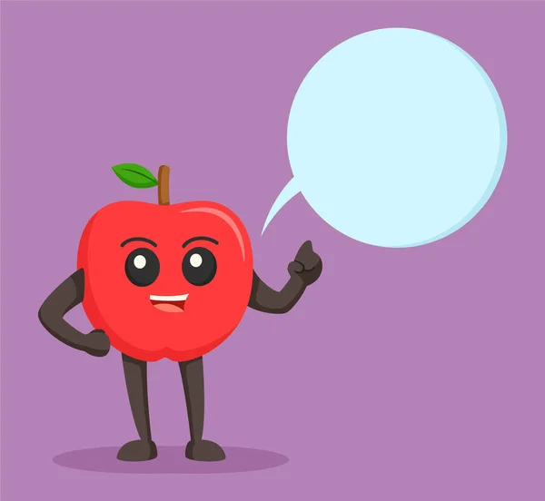 Carácter de manzana roja con callout — Vector de stock