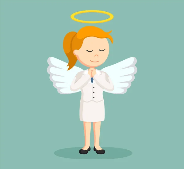 Angel businesswoman praying color — Stock Vector