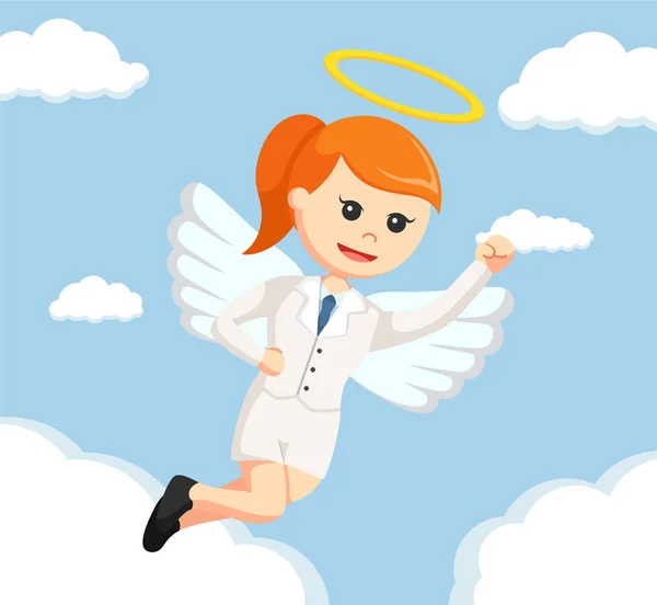 Angel businesswoman flying color — Stock Vector