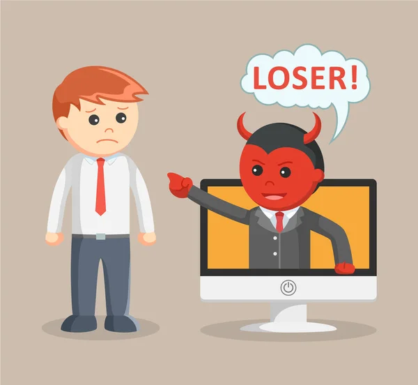 Homem de negócios mal cyber bullying — Vetor de Stock