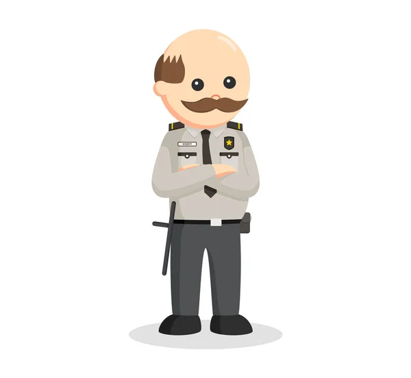 Fat security officer staande pose — Stockvector