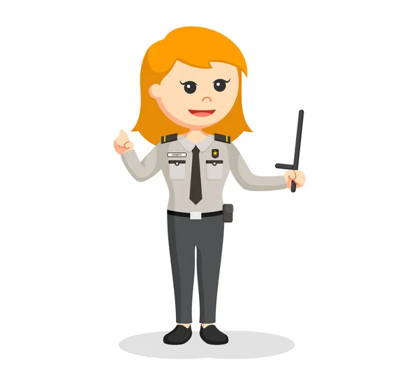 Женщина-офицер службы безопасности с дубинкой — стоковый вектор