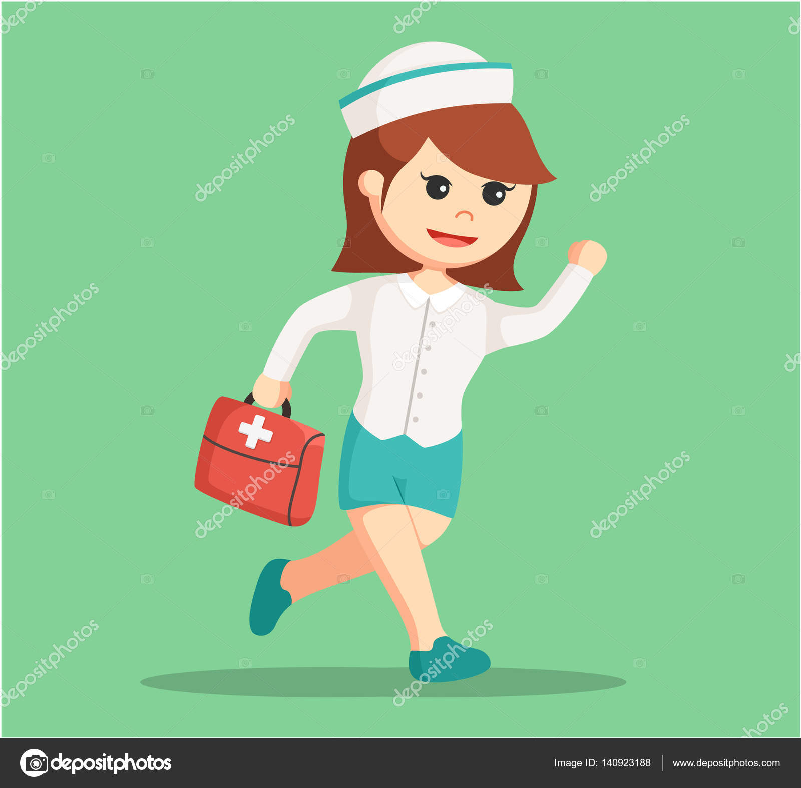 Nurse running carrying medical briefcase Stock Vector by ©redrockerz99  140923188, image size:1600x1574
