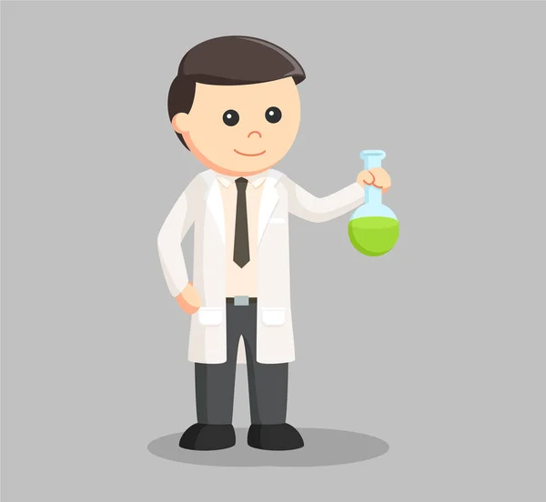 Man scientist with green test tube — Stock Vector