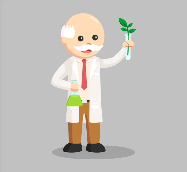 Man scientist experiment with plant — Stock Vector