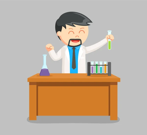 Man scientist success in his research — Stock Vector