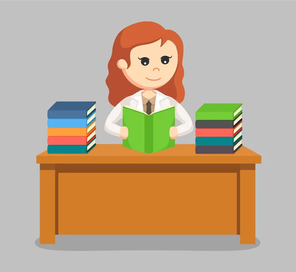 Donna scienziato lettura libri — Vettoriale Stock