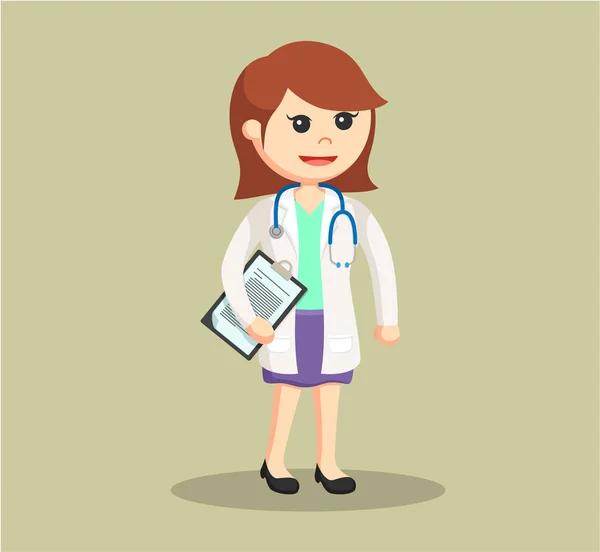 Medico donna che tiene appunti — Vettoriale Stock