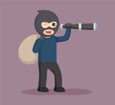 adam hırsız teleskopla gözlemleyerek