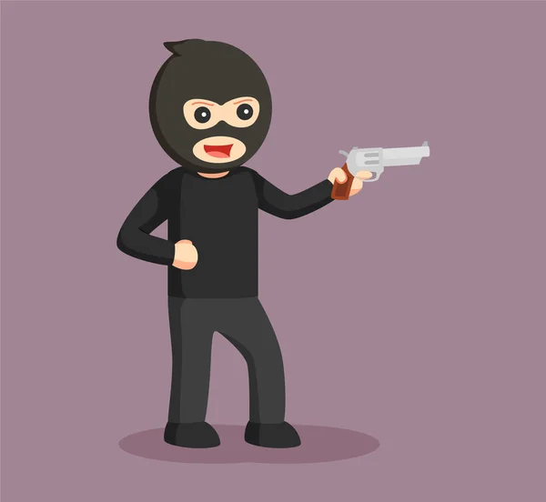 Hombre ladrón con pistola — Vector de stock