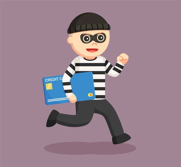 Muž zloděj krade kreditní karta — Stockový vektor