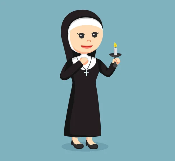 Nonne tenant bougie couleur — Image vectorielle