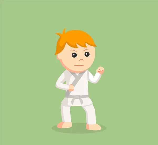 Karate niño combate pose — Vector de stock