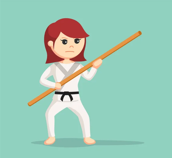 Karate kobietę bo personel — Wektor stockowy