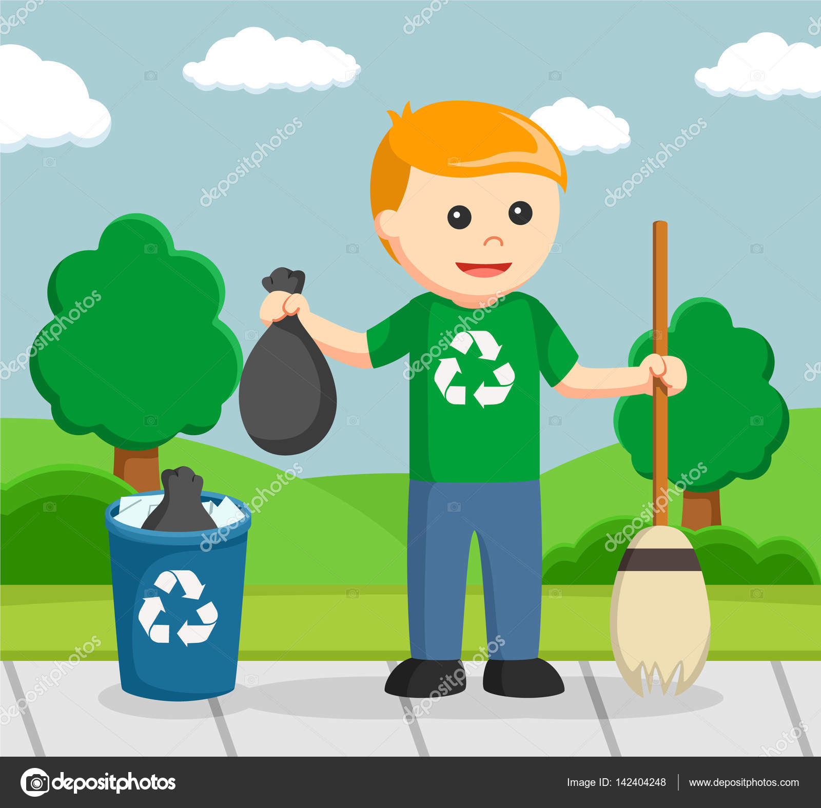 Man environmental activist cleaning park Stock Vector Image by  ©redrockerz99 #142404248
