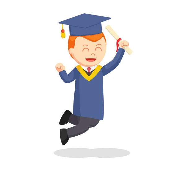 Graduado macho estudiante saltar emocionado — Vector de stock