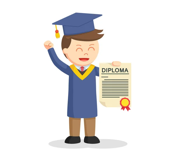 Graduado estudiante masculino mostrando su diploma — Vector de stock