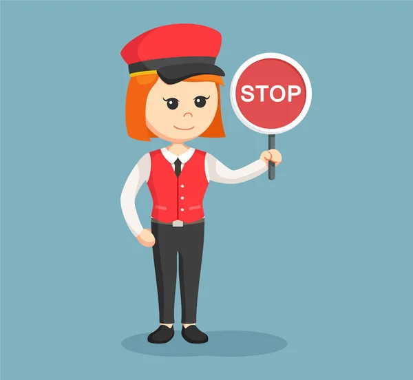 Female valet with stop sign — Stock Vector