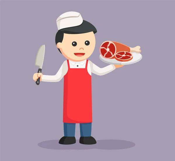 肉を持つ肉屋男 — ストックベクタ