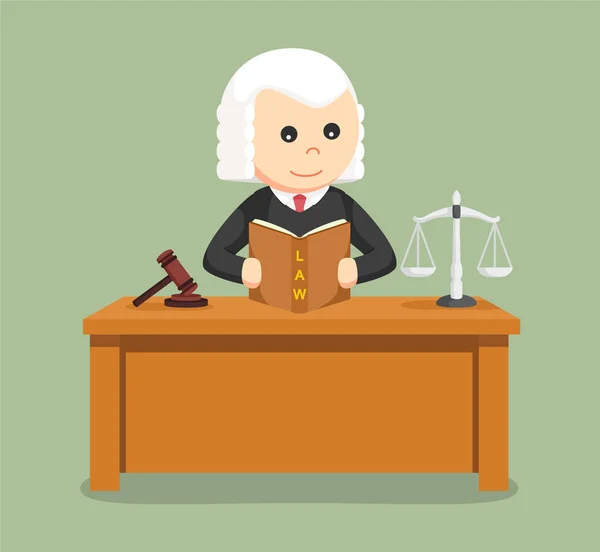 Judge reading law book — Stock Vector