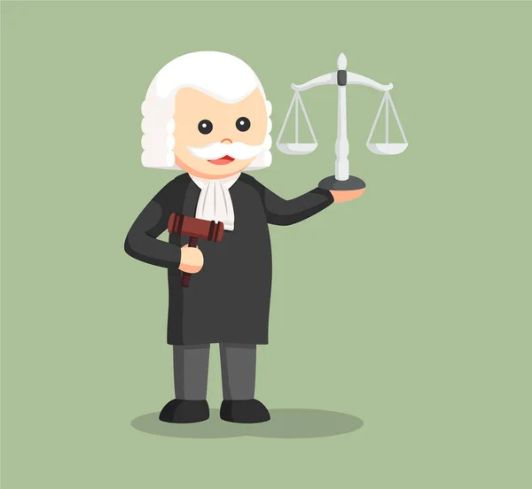 Fat judge with gavel and scale — Stock Vector