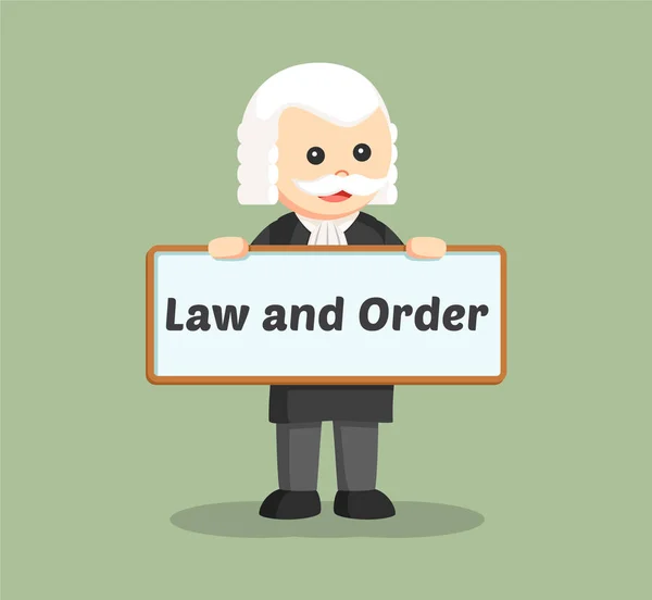Grasso giudice con la legge e l'ordine segno bordo — Vettoriale Stock