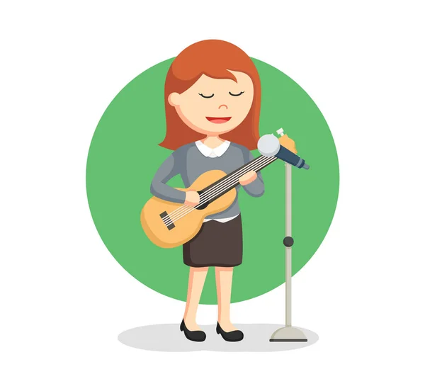 Sólový zpěvák žena s kytarou — Stockový vektor