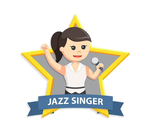 Chanteuse de jazz femme en étoile emblème — Image vectorielle