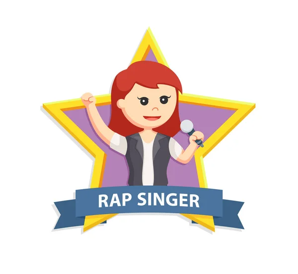 Rap zanger vrouw in ster embleem — Stockvector