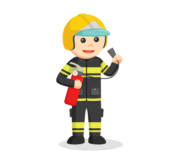 Pompier tenant un extincteur — Image vectorielle