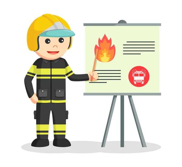 Fireman giving presentation illustration design — Stock Vector