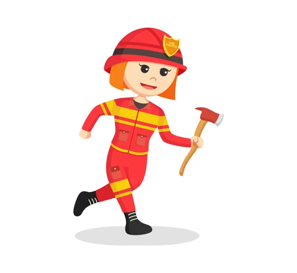 Pompier courir avec hache — Image vectorielle