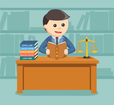 onun çalışma masasında erkek avukat