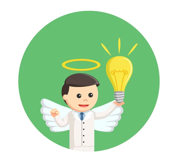 Business man angel with idea in circle background — стоковый вектор