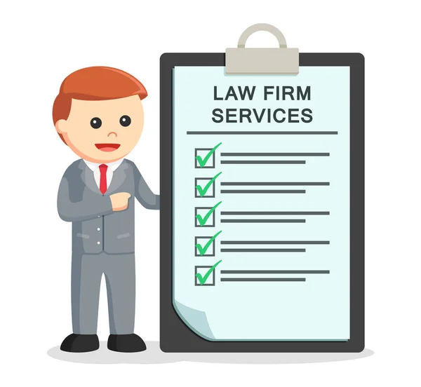 Avvocato maschio con servizi di studio legale appunti — Vettoriale Stock