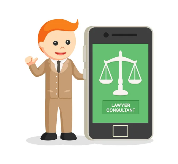 Avvocato maschio con app consulente — Vettoriale Stock