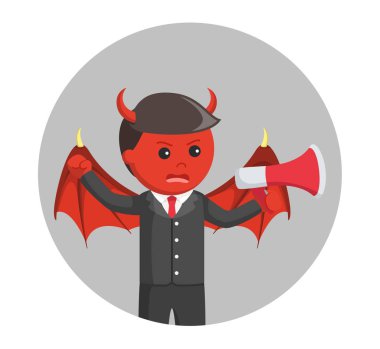 kötü iş adamı megafon daire arka planda tutan kızgın