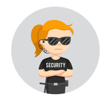 Güvenlik görevlisi kadın ayakta poz daire arka planda