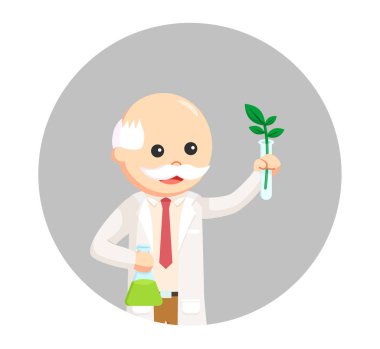 adam bilim adamı deneme ile bitki daire arka planda