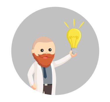 ampul fikir daire arka planda olan şişman adam bilim adamı